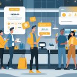 Shoppers in a retail store noticing their loyalty rewards fading or disappearing as store displays change.