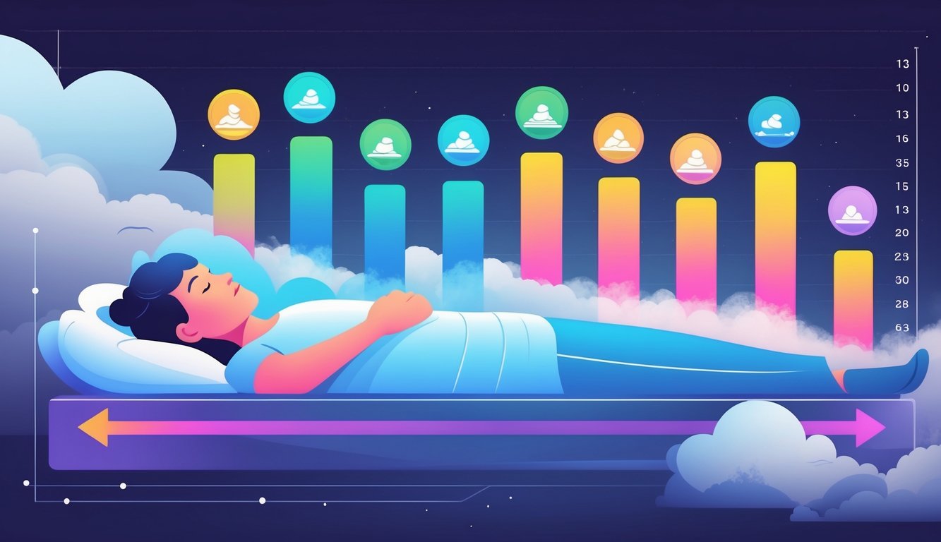 A leaderboard showing sleeper patterns rising in rank with peaceful sleeping figures on clouds and a background transitioning from night to day.